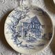 7 flat plates in earthenware by gien ludlow blue hunting decor year 70