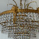 Lustre en bronze et cascade de pampilles en cristal