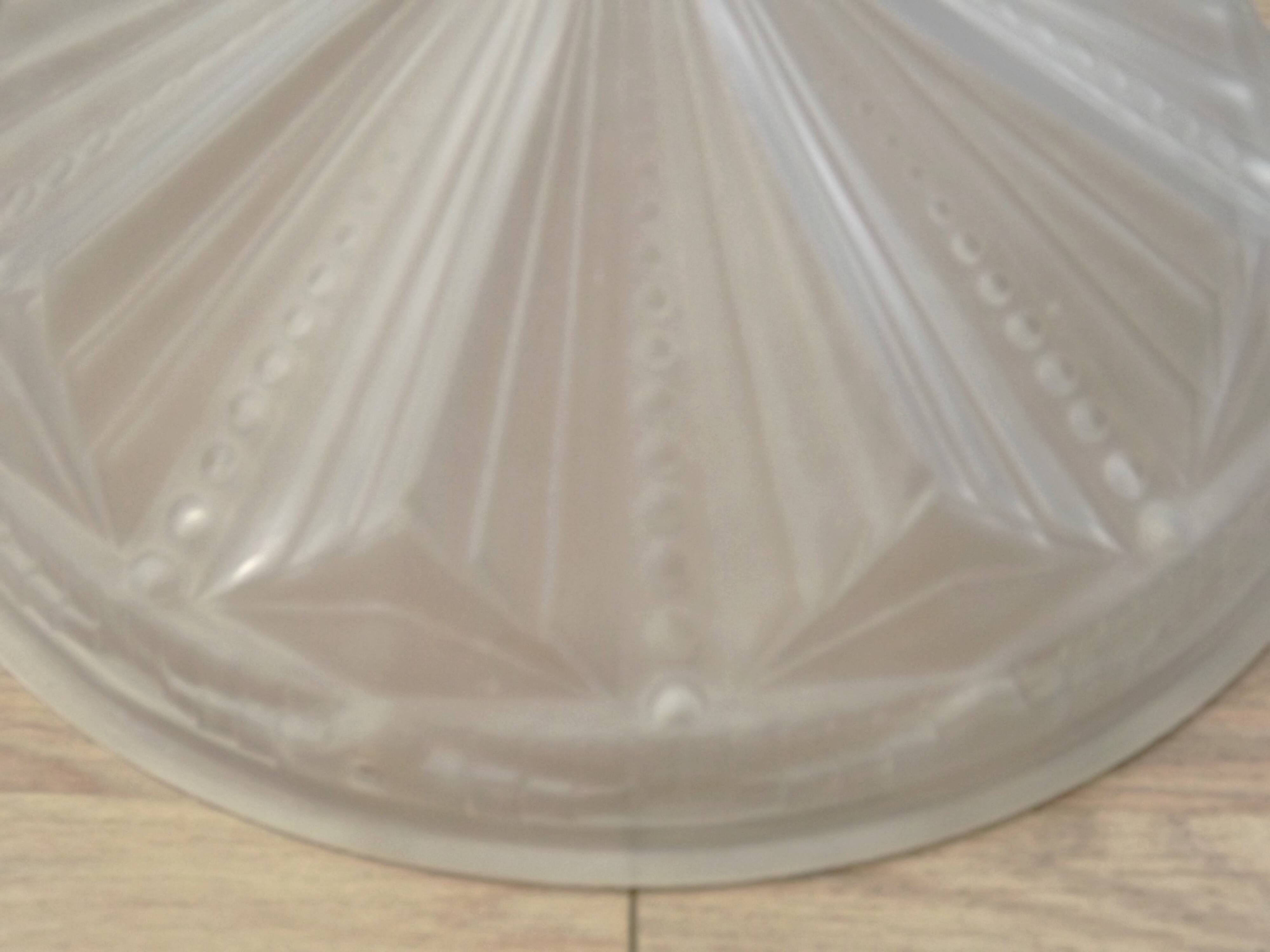 French Vintage Art Deco White Opaque Glass Abstract Platform Light Shade