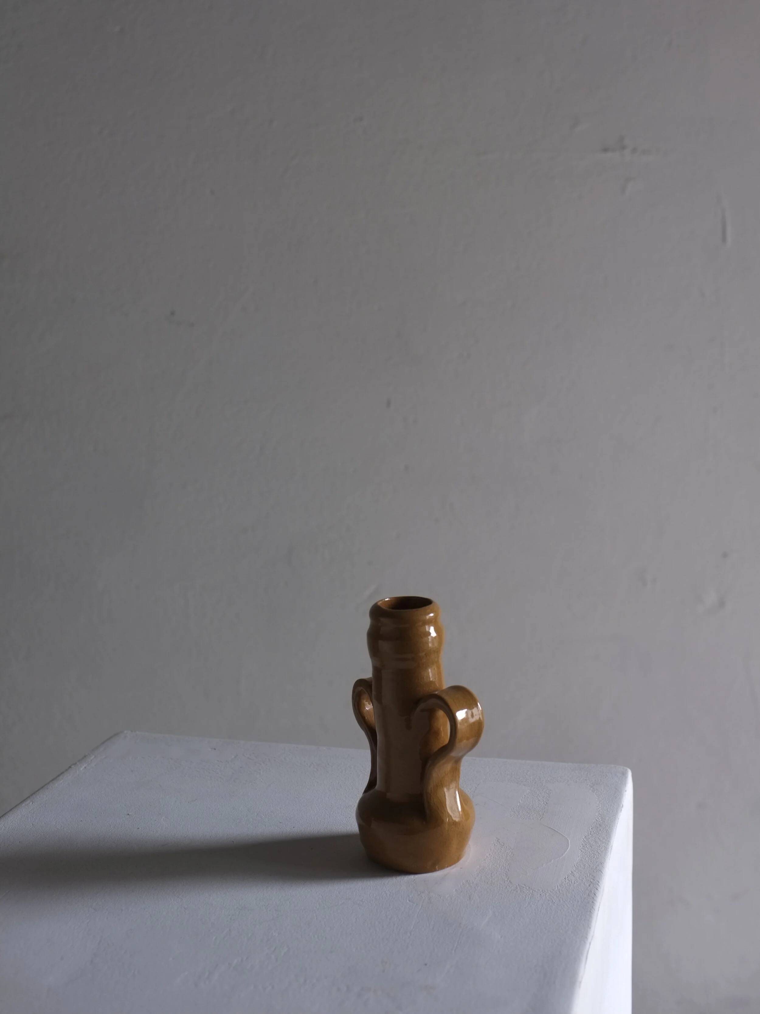 Primitive bud vase candle holder | 1970s