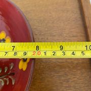 Signed red flower bird cup