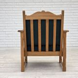 1970s, Scandinavian lounge chair, green furniture wool, solid oak wood.