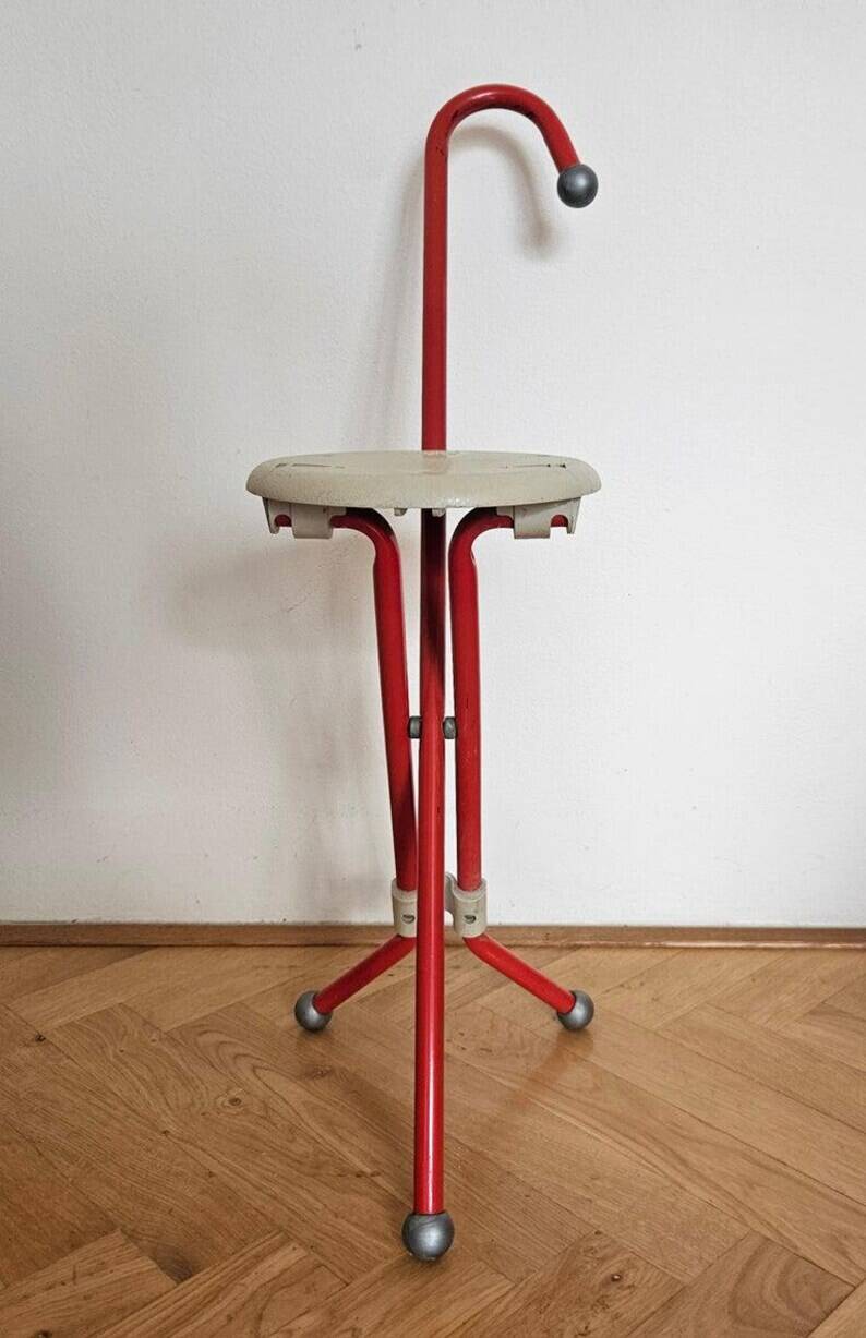 Midcentury Ulisse Folding Stool designed by Ivan Loss, Sandrigarden, Italy, 1981
