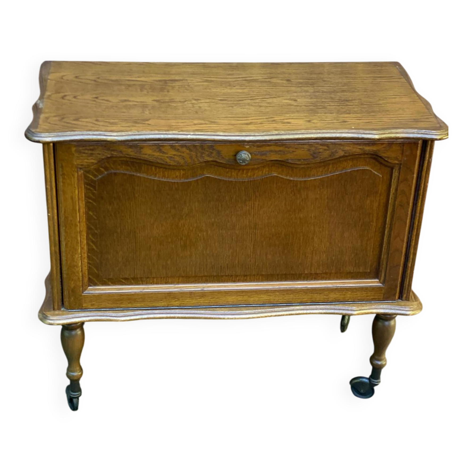 Bar vintage Louis XV sur roulettes en bois des années 60