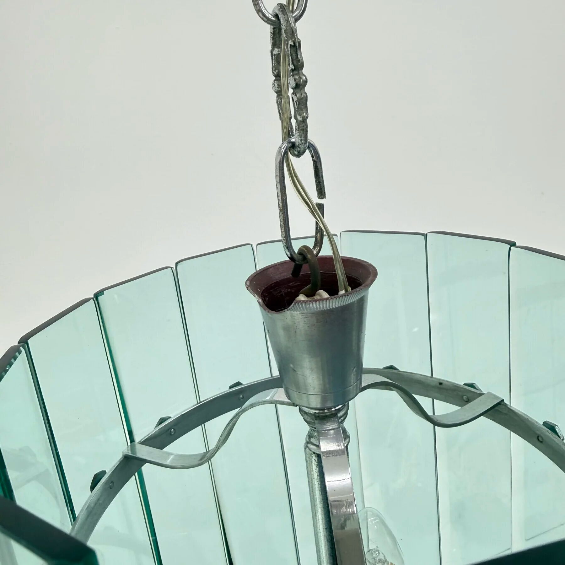 Mid-century Veca glass pendant lamp, 1970s, Italy