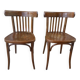 pair of dark bistro chairs, rounded backs, Baumann style