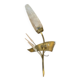 Antique wall lamp  brass + vintage glass tulip