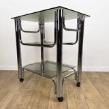 Chrome and smoked glass serving trolley from the 70s