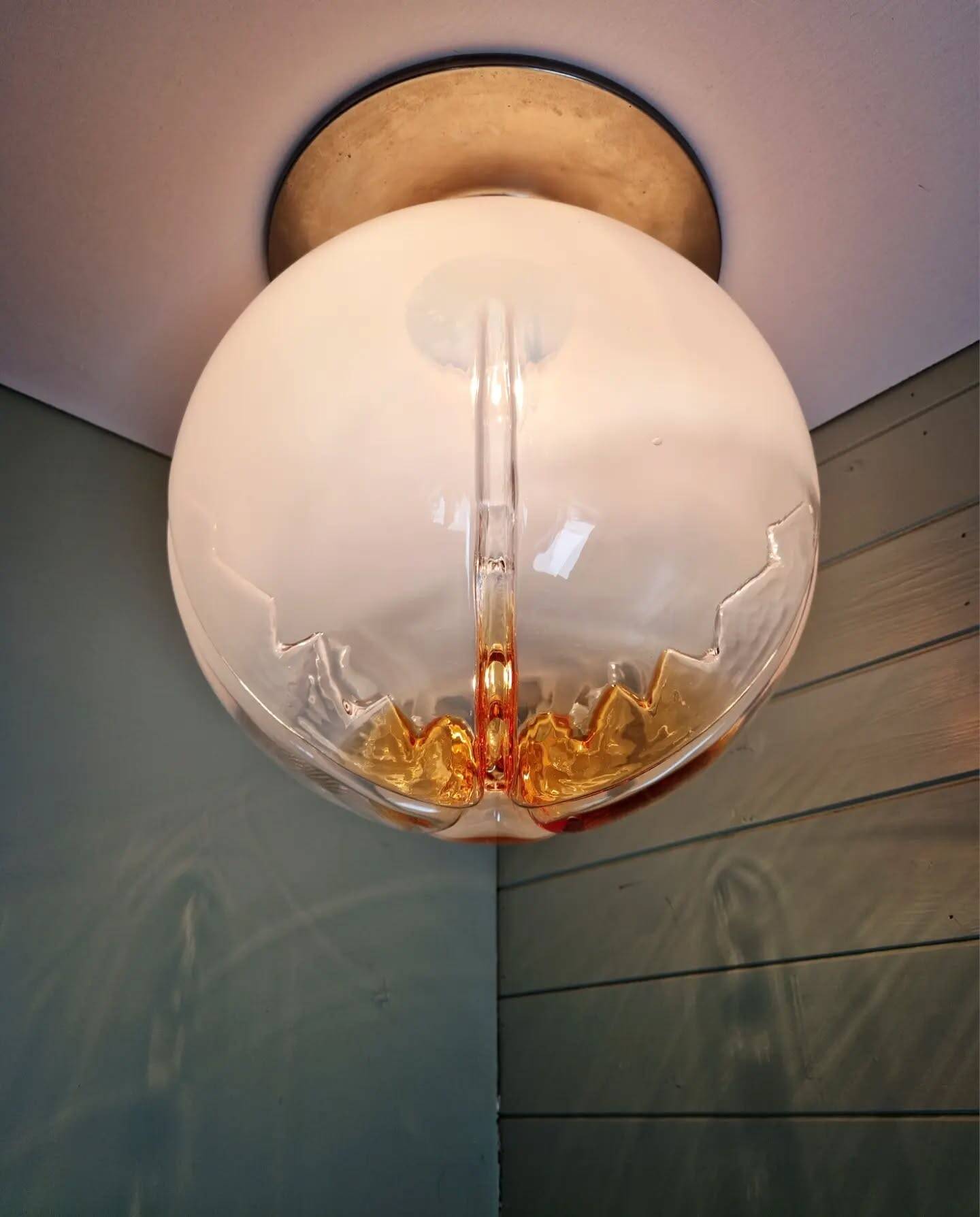 Large Murano glass ceiling light, Mazzega (Italy), 1970.