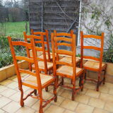 6 mulched chairs, sheep's bone, solid wood