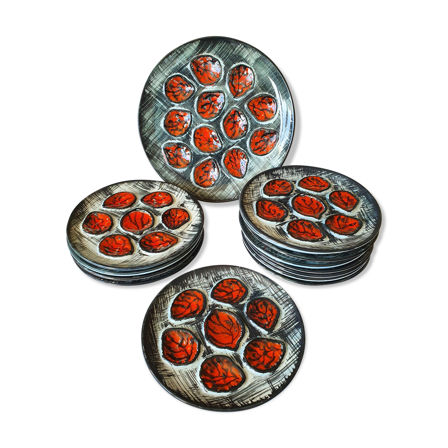 Pornic 60s oyster serving plates