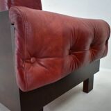 Pair of vintage leather armchairs , Czechoslovakia 1970s