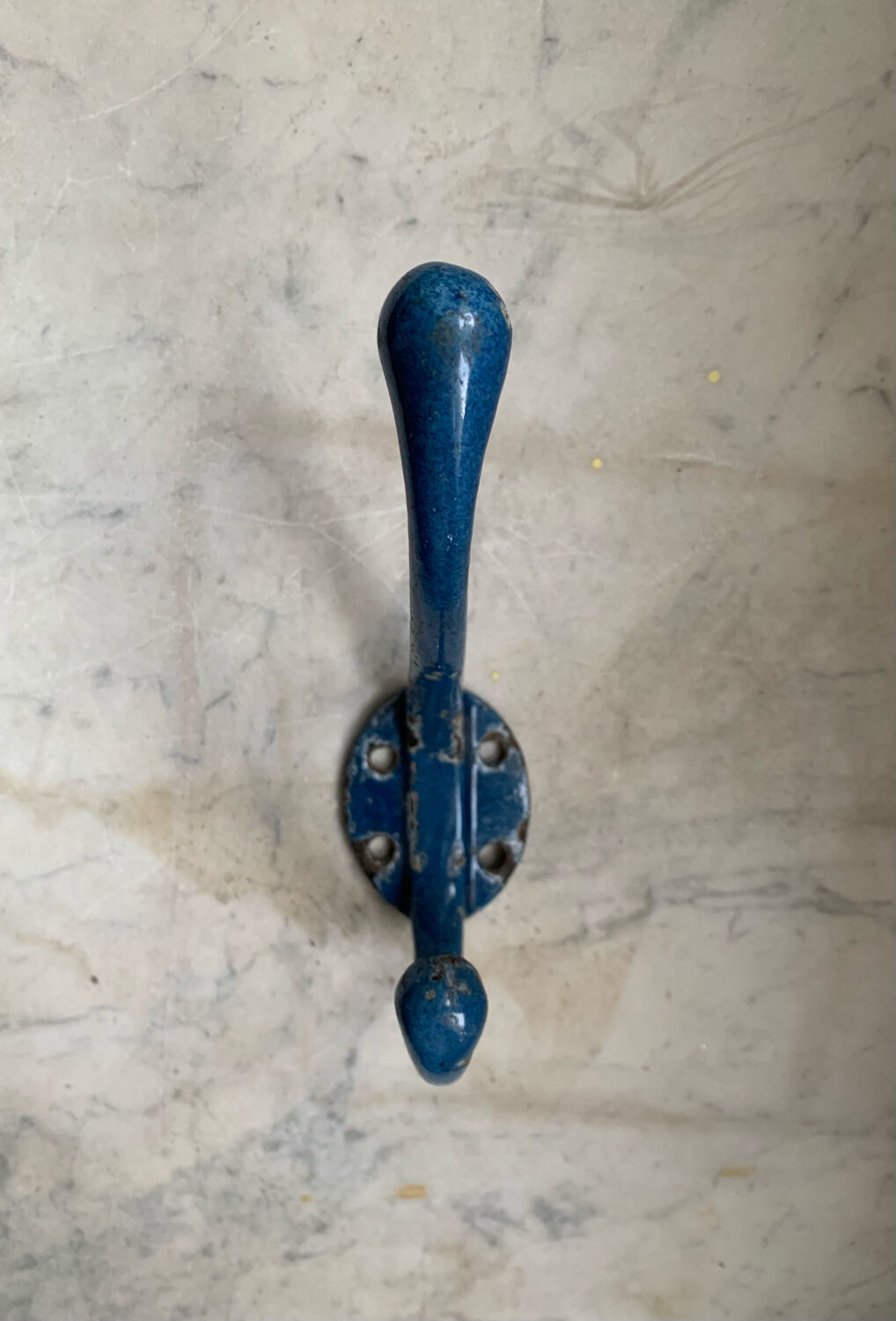 Blue enamelled cast iron hook