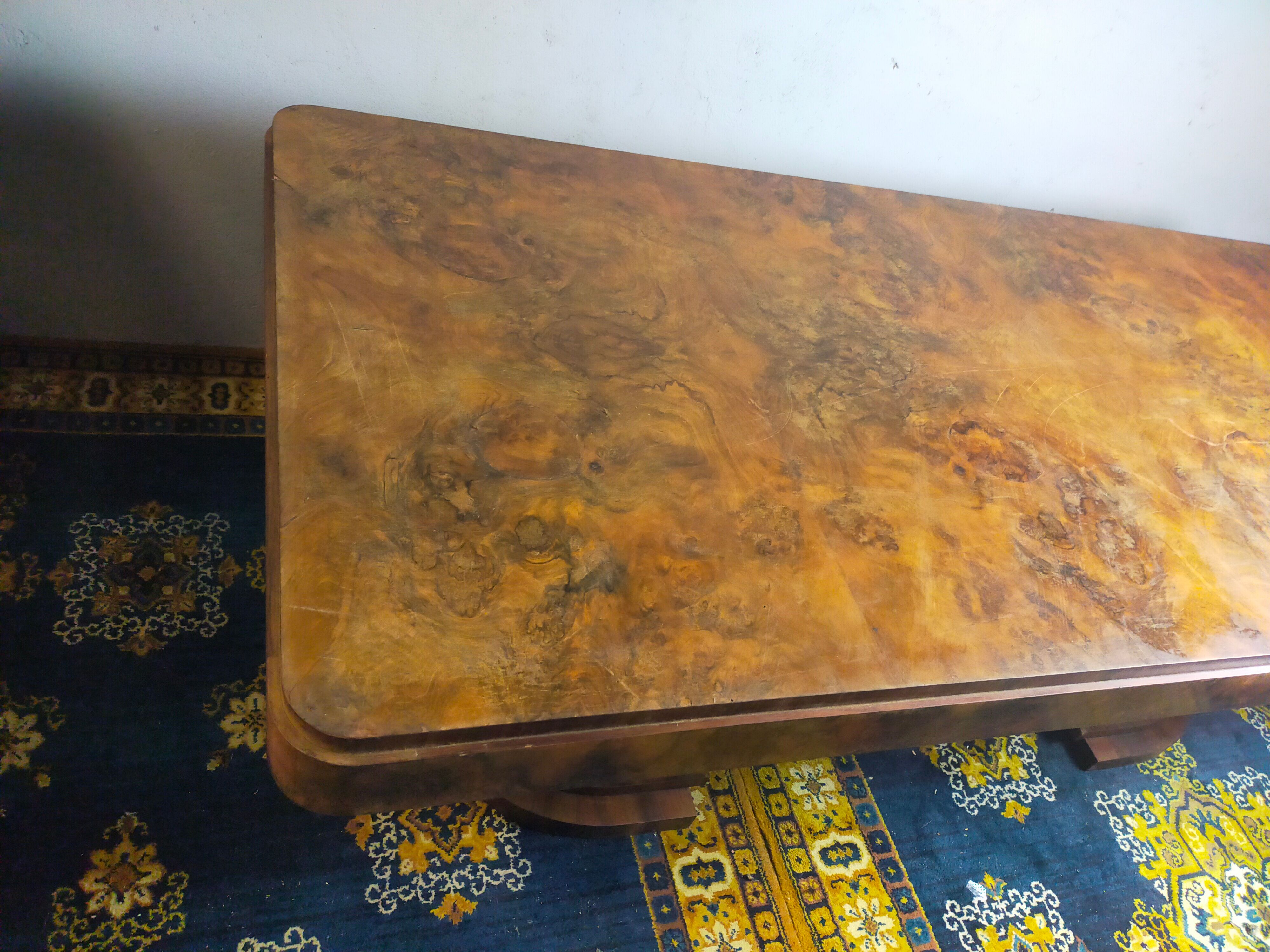 Art deco period table in walnut bramble