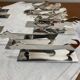 12 silver-plated metal knife rests Art Deco Yorel