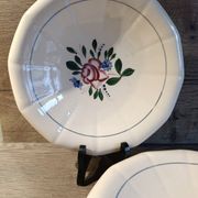 Round hollow plate, old pink model Graziella, Digoin Sarreguemines 1930.