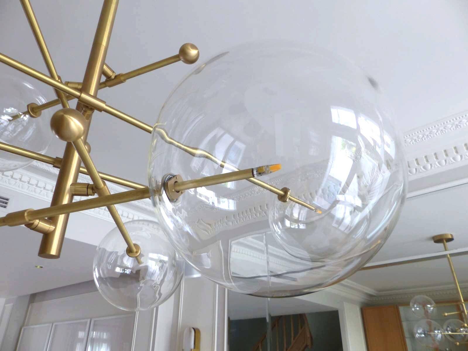 Brass & Borosilicate Glass Suspension "RD15 6 ARMS" design Schwung