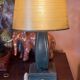 Vintage leather desk lamp with saddle stitching from the 1960s.
