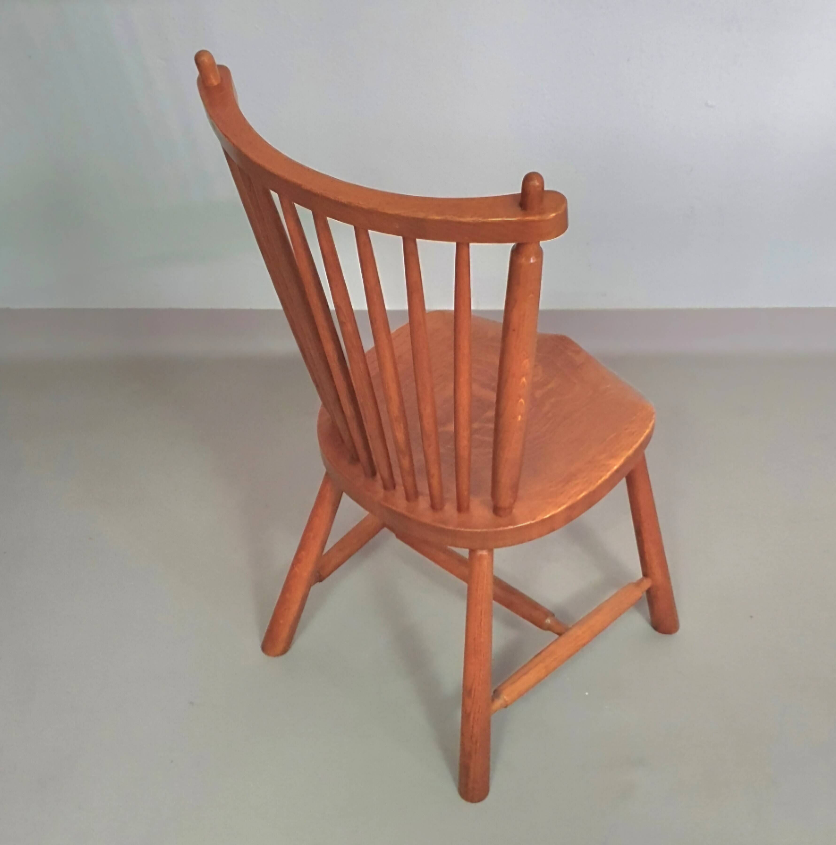 Lot de 6 chaises de salle à manger à dossier fuselé De Ster Geldermalsen en chêne massif, 1960