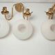 Pair of 60s brass and opaline sconces