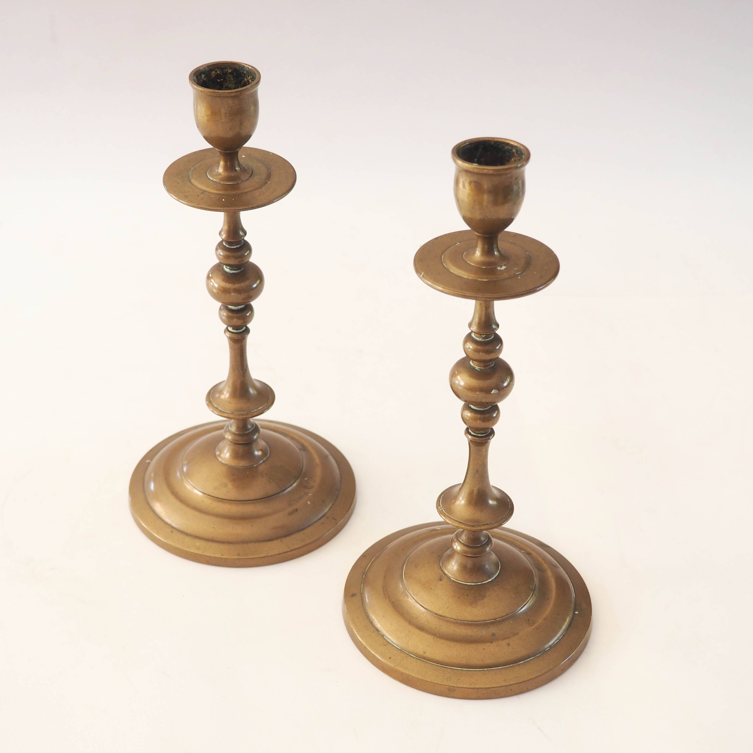 Pair of bronze candlesticks