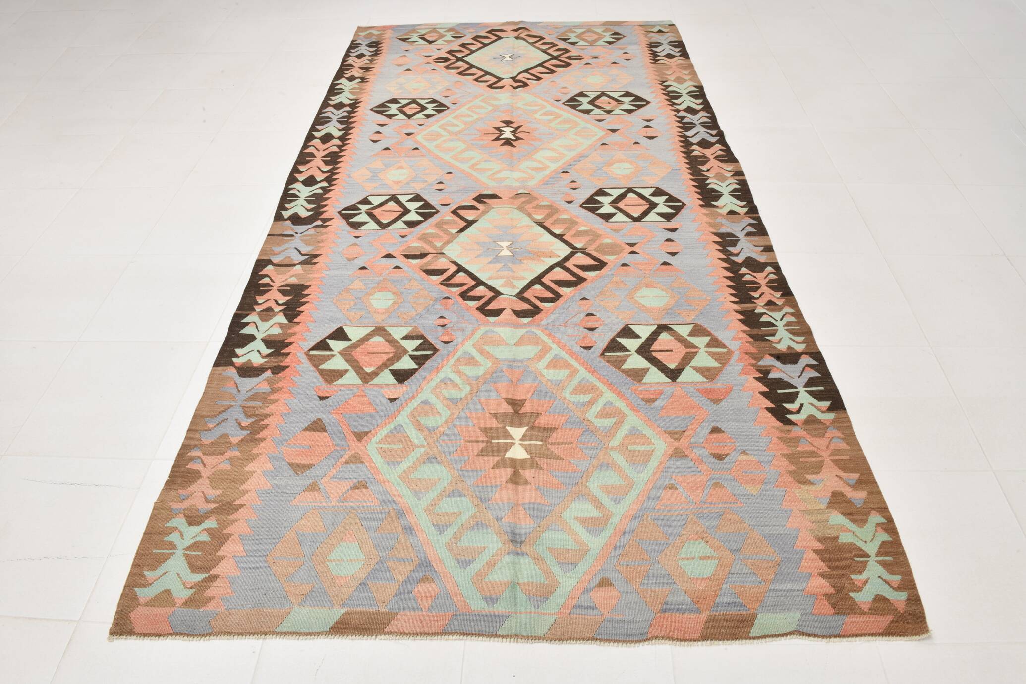 5x10 Geometric 58s Antique Kilim Rug, 168x313Cm
