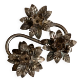 Silver-plated Metal Candlestick with 3 Flower Cups - Vintage Mid-Century Italian Design (1960s)