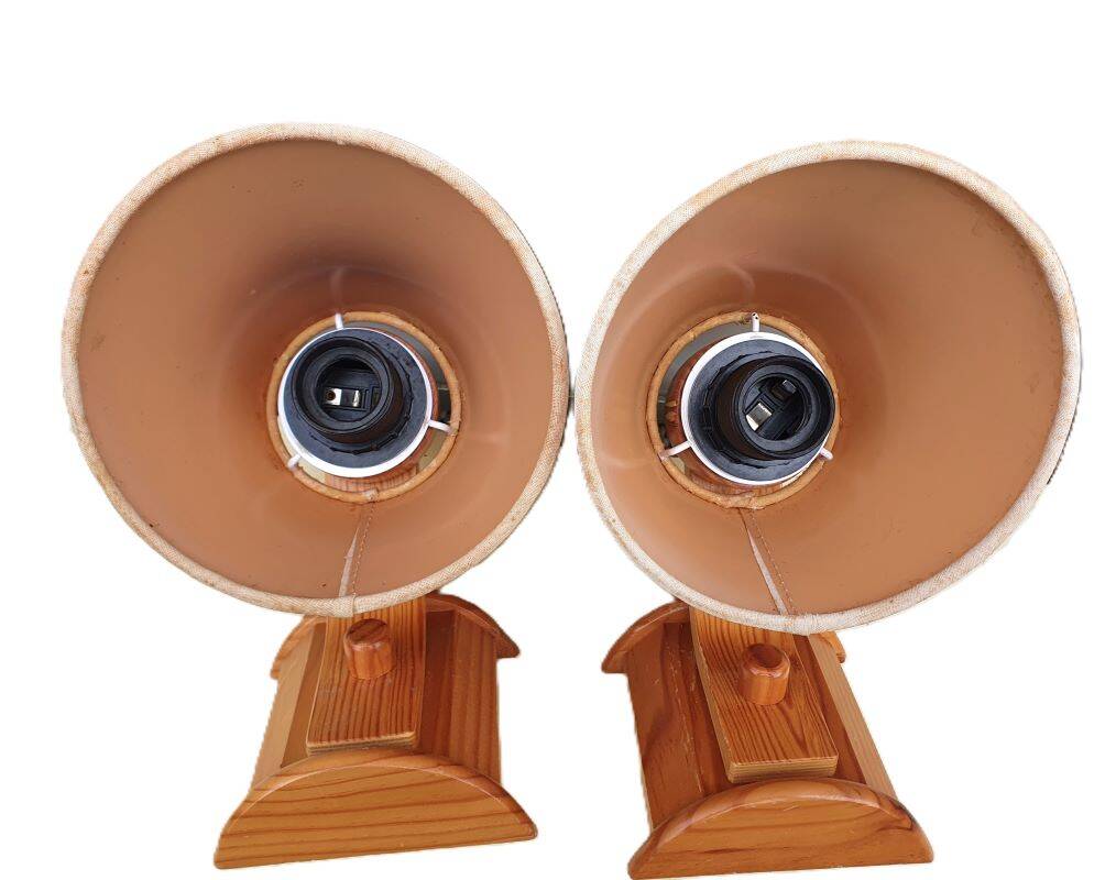 2 vintage pine wall light fixtures