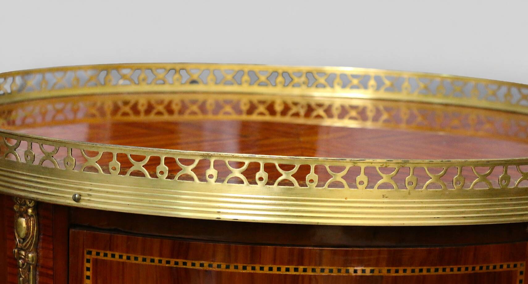 Pair of Bedside Tables / Salon in Marquetry Transition Style Louis XV/Louis XVI