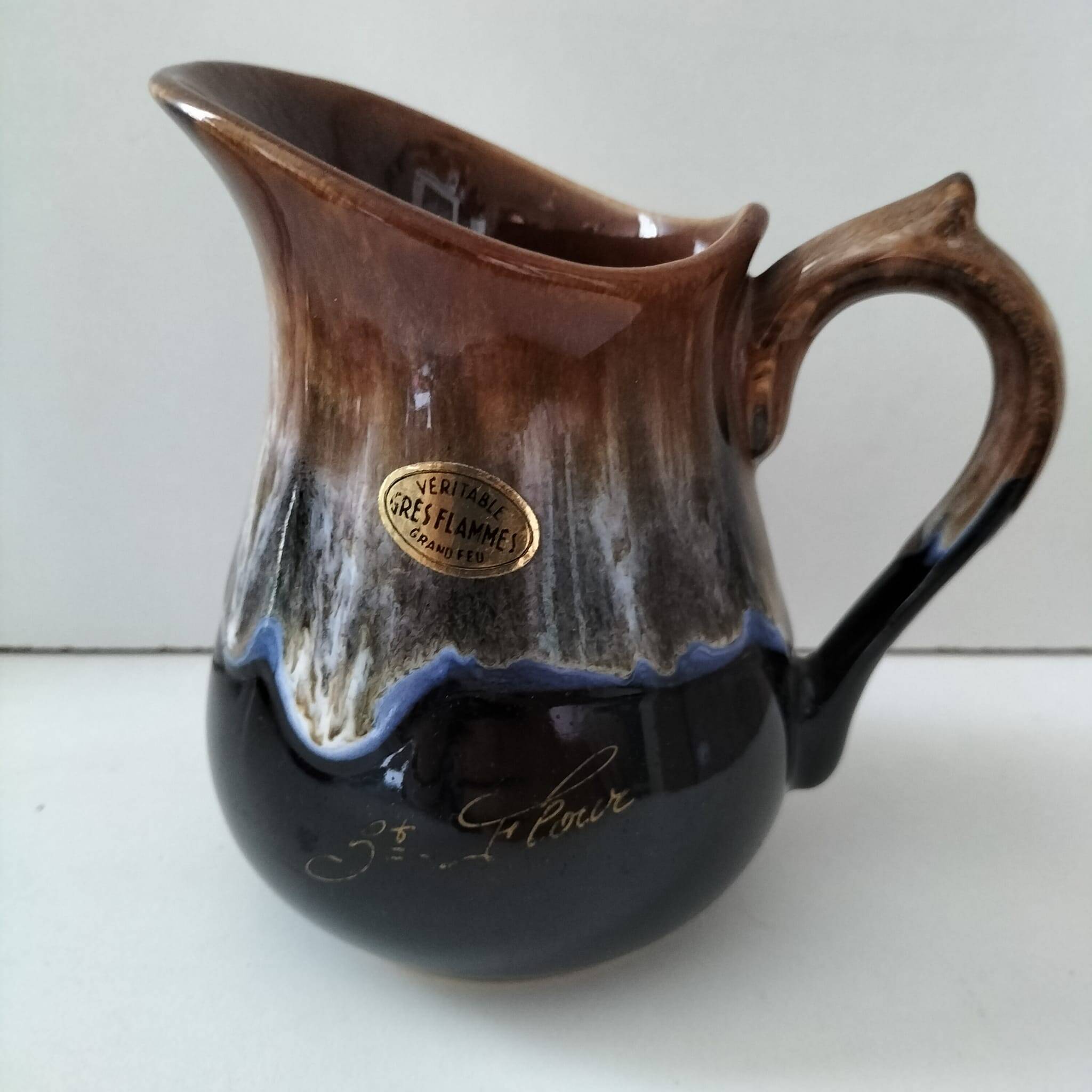 Pichet véritable grès flammes grand feu St Flour