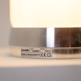 Angelo Mangiarotti. Opaline and chromed metal lamp. 1980s.