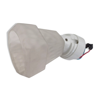 Old wall lamp 45 ° art deco, porcelain and tulip frosted glass