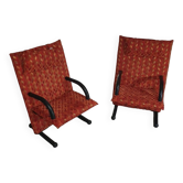 2 fauteuils par Burkhard Vogtherr. Fabriqué par Arflex en Italie. Cette « T-Line » post-moderne
