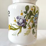 Apothecary pot Rhubarbe signed Lallier earthenware of art of Moustiers