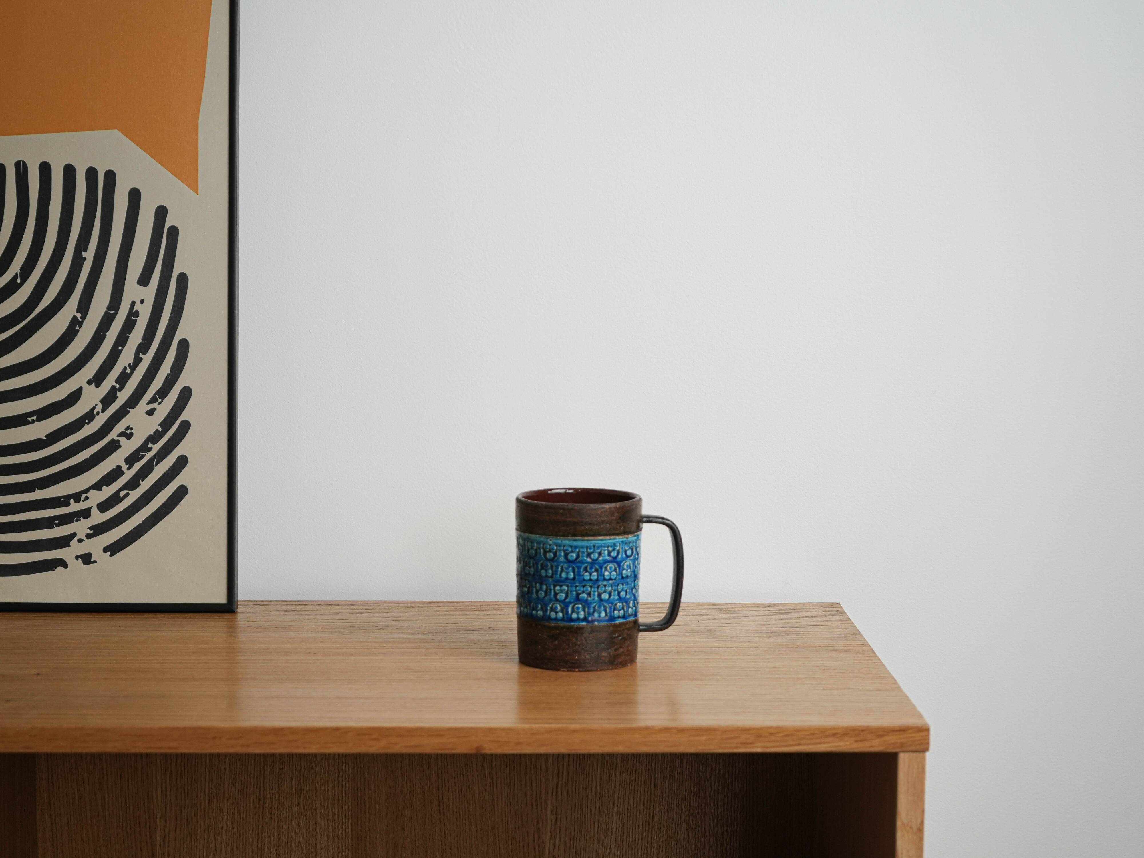 Trifoglio Blue ceramic mug, Italian design, 1960s, designer: Aldo Londi, ma