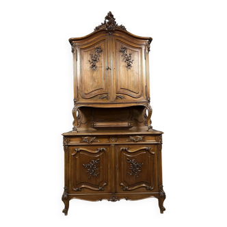 Buffet deux corps Louis XV en noyer vers 1850