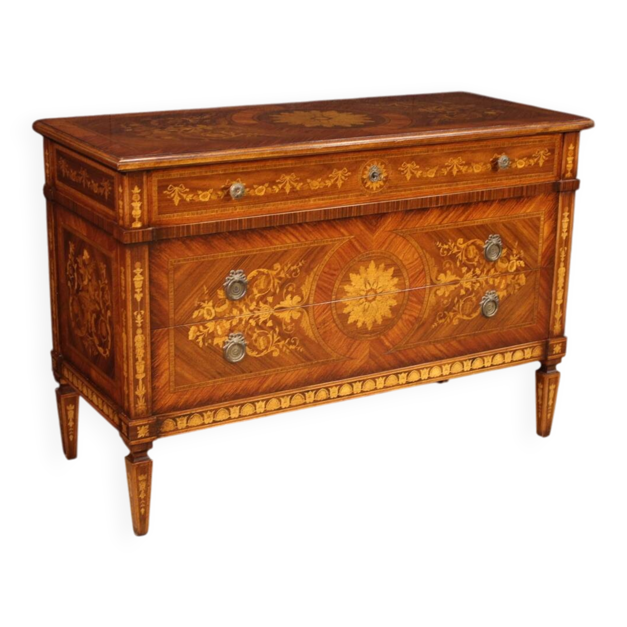 20th century Italian Louis XVI style inlaid commode