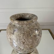 Fossil stone round vase