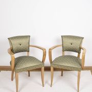 Pair of upholstered bridge armchairs.