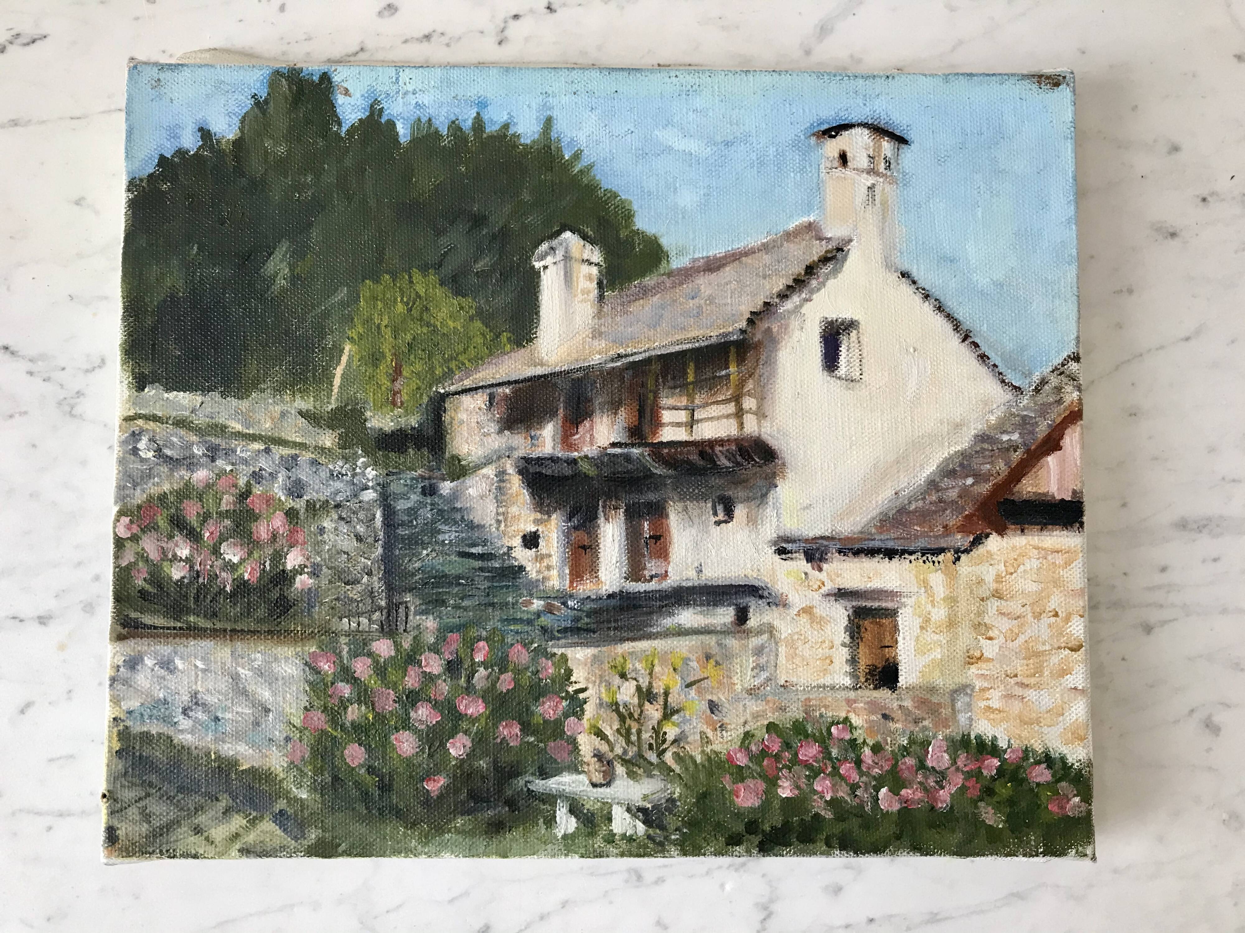 Vintage country oil painting