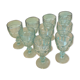 9 green molded glass glasses
