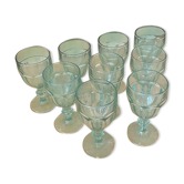 9 green molded glass glasses