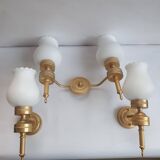 Trois appliques murales dorées flambeau style Empire