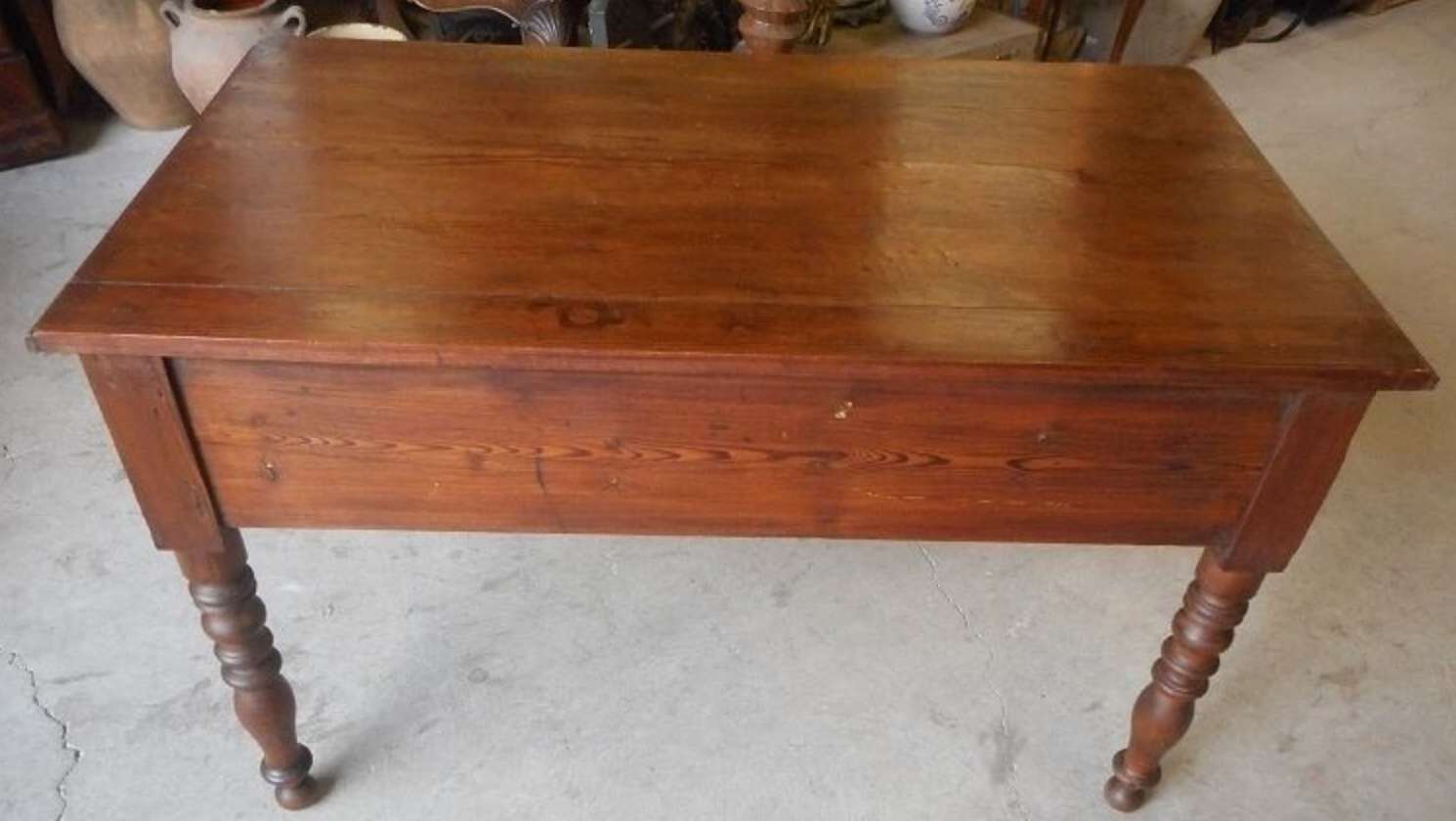 19th century fir flat desk with 3 drawers