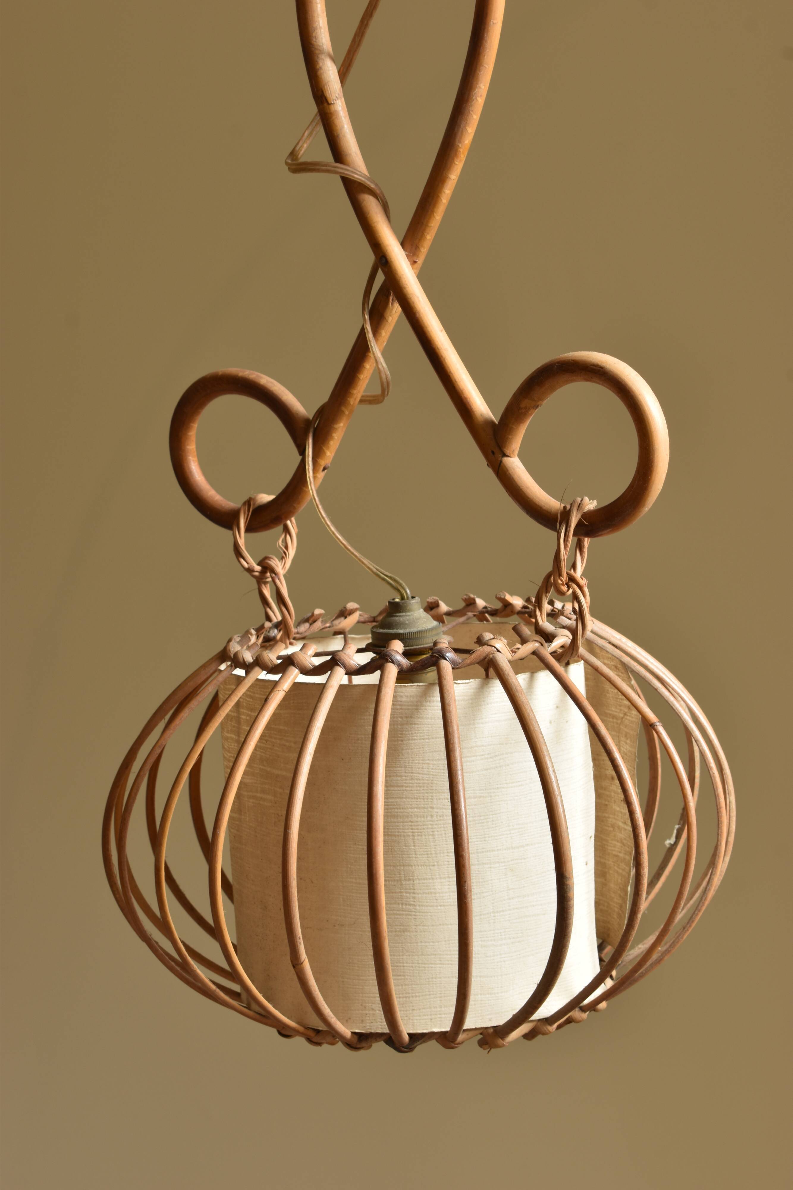 Vintage rattan chandelier 60s