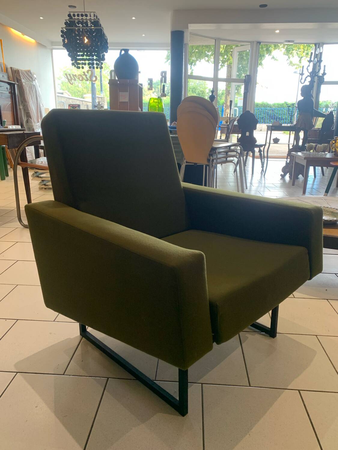 Paire Fauteuil Fero Vert Vintage circa 1960