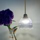 Suspension tulipe vintage en verre strié