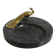 Beautiful, large black granite valet tray featuring a brass peacock, circa