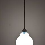 Art Deco style pendant lamp in brass and blue opaline