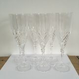 Chiseled crystal champagne flutes